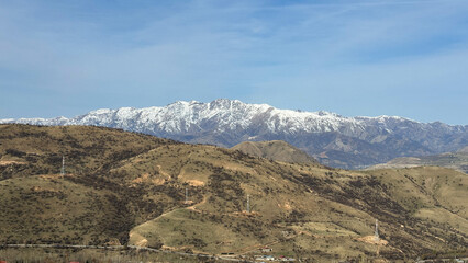 Ice covered peaks of Tian Shan mountains 