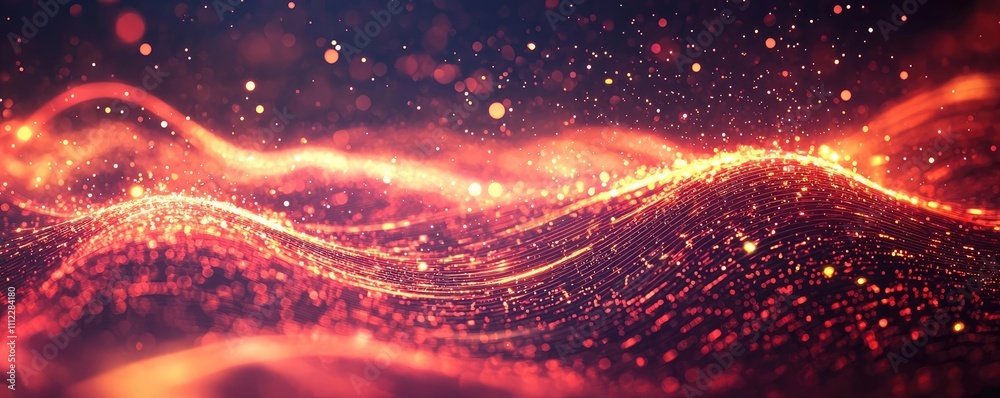 Aufkleber Abstract waves of sparkling light creating a mesmerizing flow.