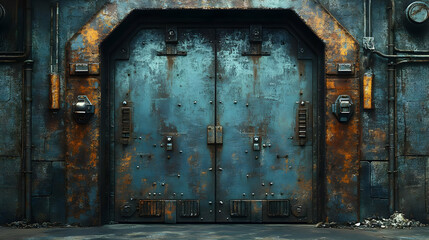 Rusty Metal Door: Sci-Fi Industrial Entrance