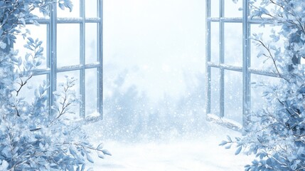 Fototapeta premium Winter Wonderland Viewed Through Frosty Window Panes