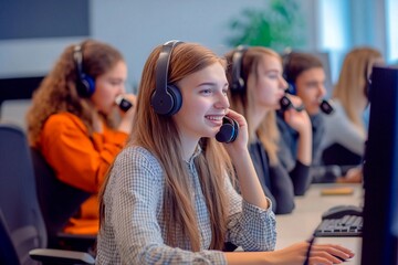 Engaging students in a vibrant classroom with technology and teamwork. Generative AI