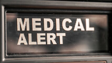 Fototapeta premium Health warning notification, Medical alert sign on display
