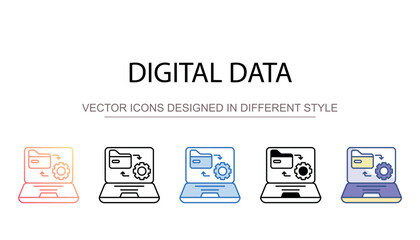 Digital data icon design with white background stock illustration