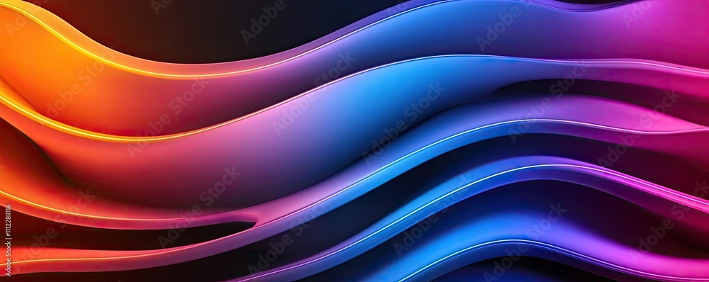 Aufkleber abstract colorful waves pattern on a dark background.