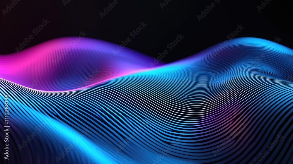 Aufkleber abstract wave pattern in vibrant colors on a dark background