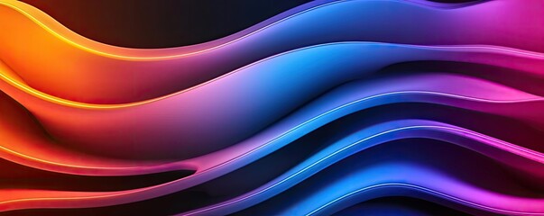 Abstract colorful waves pattern on a dark background.