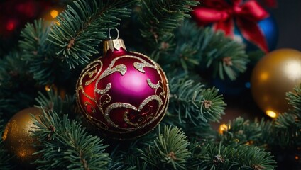  xmas, branch, celebration, pine, winter, fir, season, year, new, sphere, green,