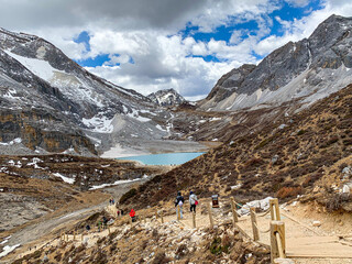 Hiking in one of the most beautiful  Chinese national parks, Five A tourist attractions, Yading...