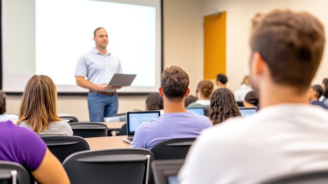 Presenter leads classroom discussion with engaged students.