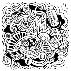 Cartoon vector doodles Disco music illustration