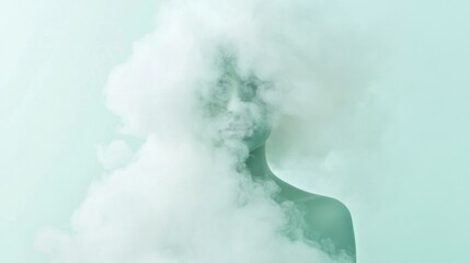 Obraz premium Mystical silhouette amid ethereal white mist