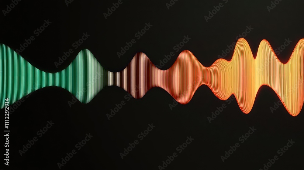 Poster abstract sound wave visual representation in vibrant colors on a dark background.