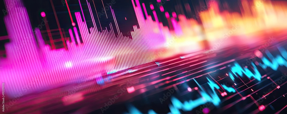 Aufkleber Colorful sound wave visualization with vibrant lines and dynamic shapes.