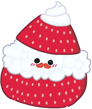 Strawberry whipped cream Merry Christmas cartoon elements.