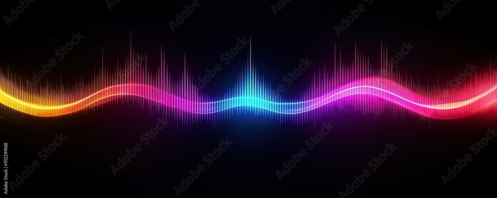 Aufkleber colorful sound wave pattern on a dark background for design projects.