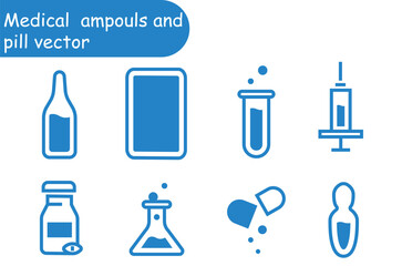 Medical ampouls and pill vector design 