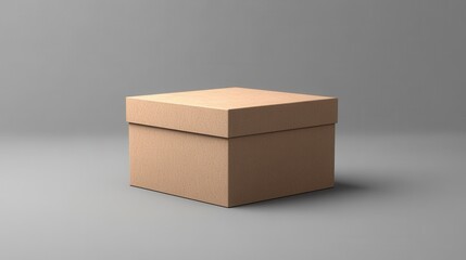 Square cardboard box, light brown. Perfect for product packaging mockups, showcasing your designs.