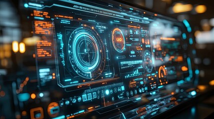Fototapeta premium Futuristic Technology Interface Display Shows Advanced Data