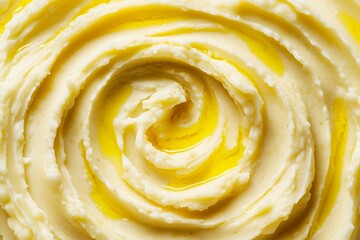 Velvety Swirling Mashed Potatoes with Olive Oil, Perfect for Illustrating Healthy Indulgence or Classic Culinary Themes.