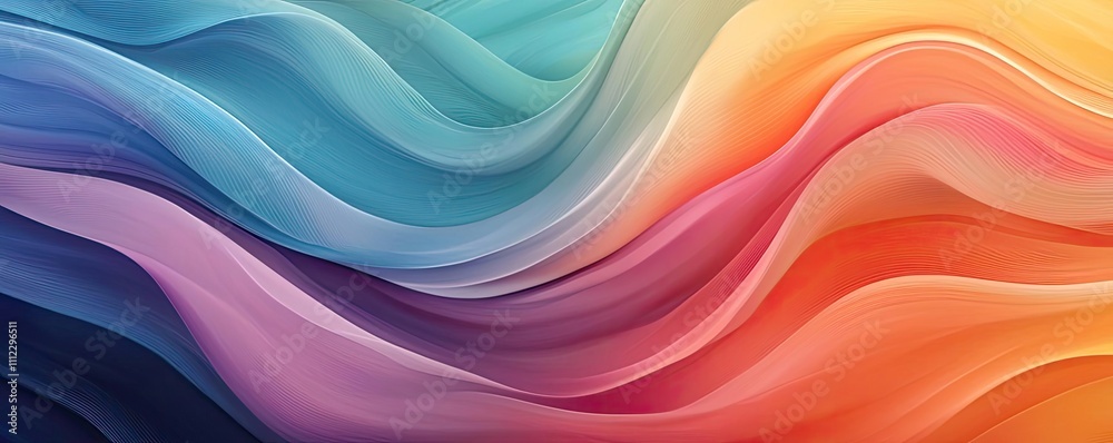 Poster Colorful abstract waves creating a dynamic and modern background design.