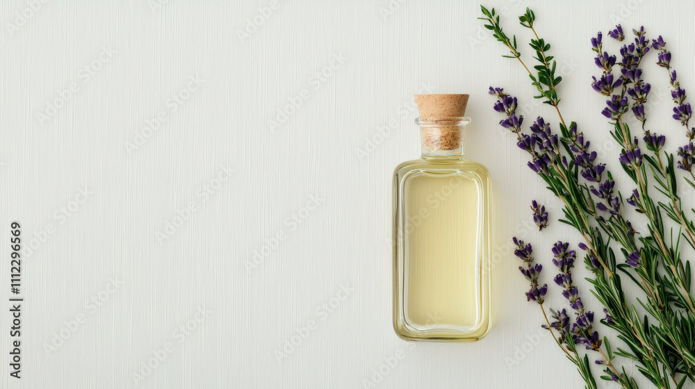 Poster natural spa oil with lavender and thyme creating a relaxing atmosphere
