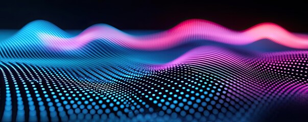 Fototapeta premium Colorful abstract waves in a digital landscape with vibrant blue and pink tones.