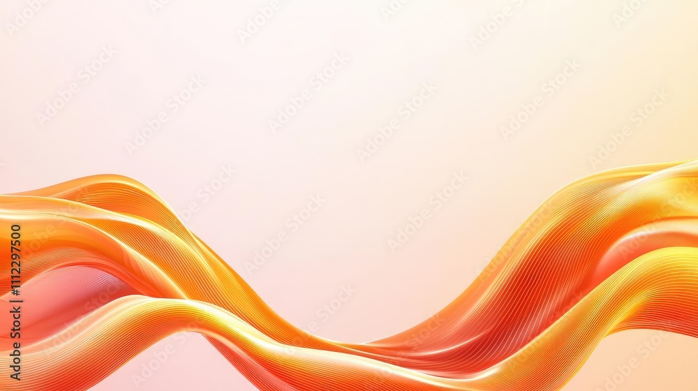 Poster Abstract orange wave design on a soft gradient background.