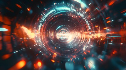 Obraz premium Abstract Circular Light Tunnel Digital Art