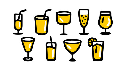 Colorful Drinks Web Icon Set for Digital Design and UI Projects