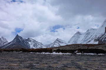 Hiking in one of the most beautiful  Chinese national parks, Five A tourist attractions, Yading Nature Reserve, Sichuan Province, China