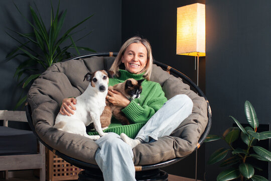 Woman Spending day with her Dog at Home