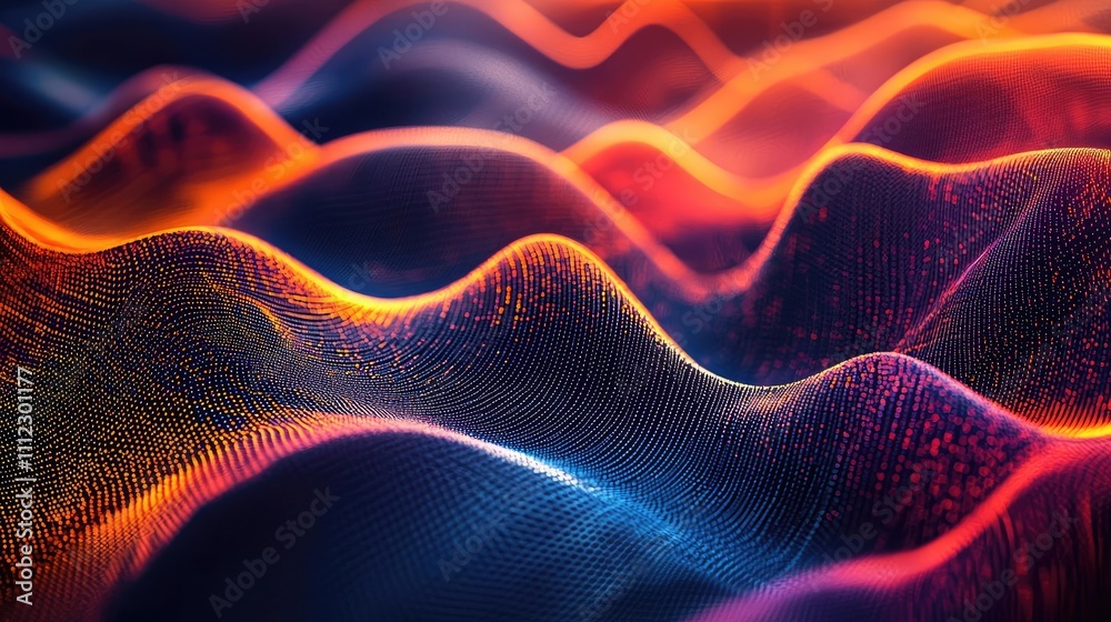 Leinwandbilder Abstract colorful wave patterns in vibrant hues creating a dynamic visual texture.