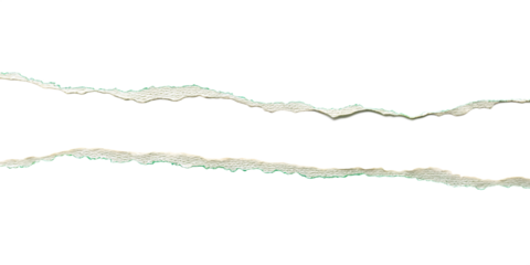 Green ripped paper torn edges strips isolated on white background.AI GENERATED