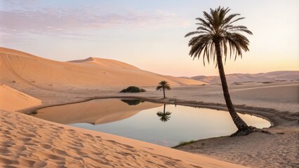 Serene Desert Oasis at Sunset