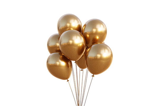 a bunch of gold balloons