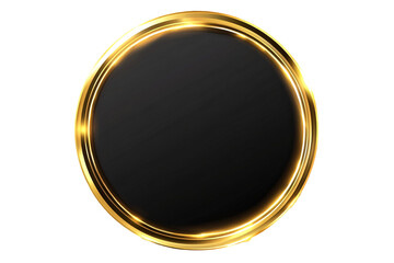 a black circle with gold border