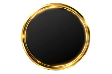 a black circle with gold border