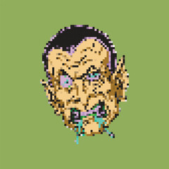 Pixel Art Retro Monster Face - Distorted and Grotesque Character Design