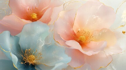 Abstract Resin Art Flowers in Pastel Colors