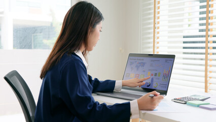 Asia woman expert people AI deep tech talent working on project predict sales insight SEO graph...