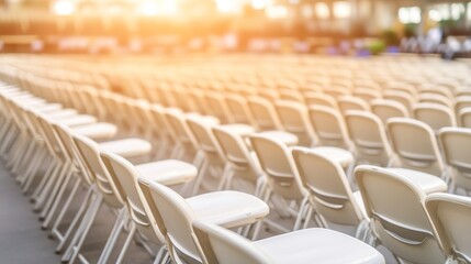 Naklejka premium Empty stadium seats, a silent testament to the absence of fans, symbolizing the void left by the lack of human connection and shared experiences in the face of challenges.