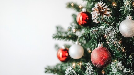 Mountain lodge Christmas tree ski and snowshoe ornaments
