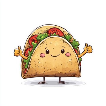 Happy taco cartoon character giving thumbs up.