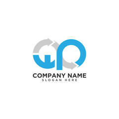 WP letter logo design symbol shaped infinity with arrow