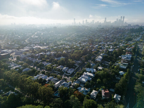 Aerial image looking towards the Brisbane CBD from the northern suburb of Ashgrove