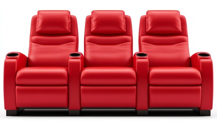 Obraz premium Stylish red recliner chairs, perfect for relaxation and entertainment in modern living spaces.