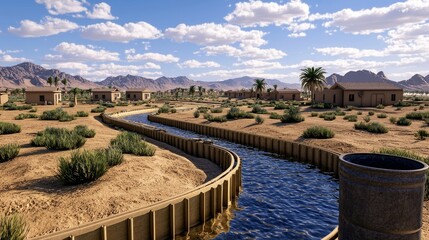 Fototapeta premium Innovative Water Recycling System in a Desert Environment