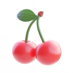 3d icon cherry berry on white background
