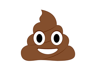 Swirl of poop black line icon with large, excited eyes and big smile on transparent background © Andy