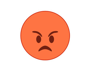 Angry red angry with black bar face icon on transparent background